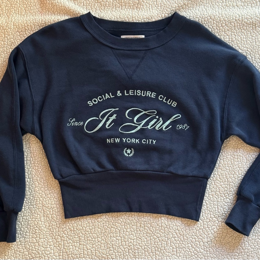 Navy Blue Women's crop Sweatshirt